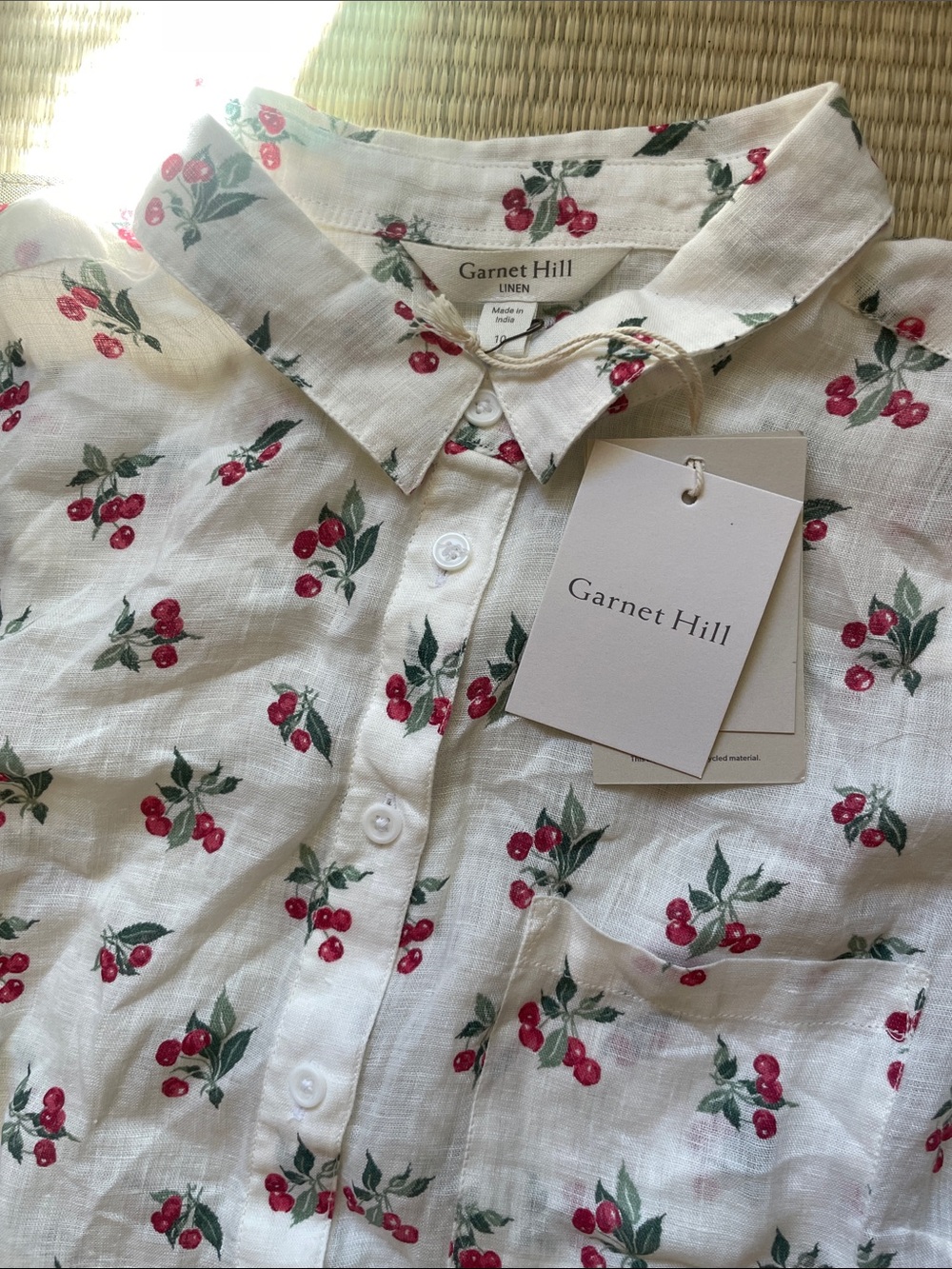 Garnet Hill Linen Cherries Button up